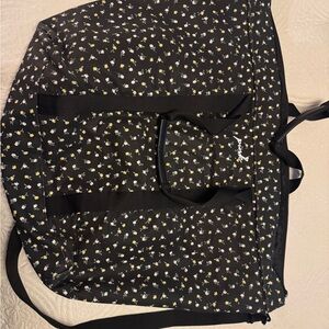 Floral Black Duffel Bag